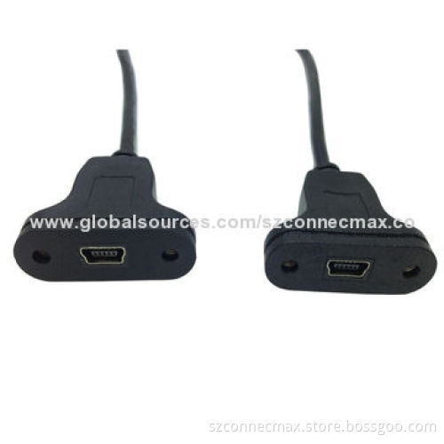 Mini USB 2.0 Female to Female Panel Mount Cable with Screws